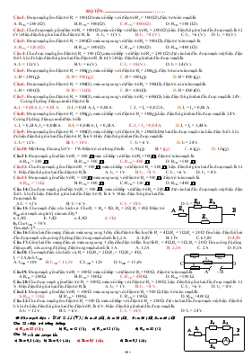 Bài trắc nghiệm phần điện trở môn  vật lý 11